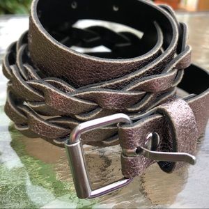 Gap Belt Metallic Braided Silver tone Hardware NWOT